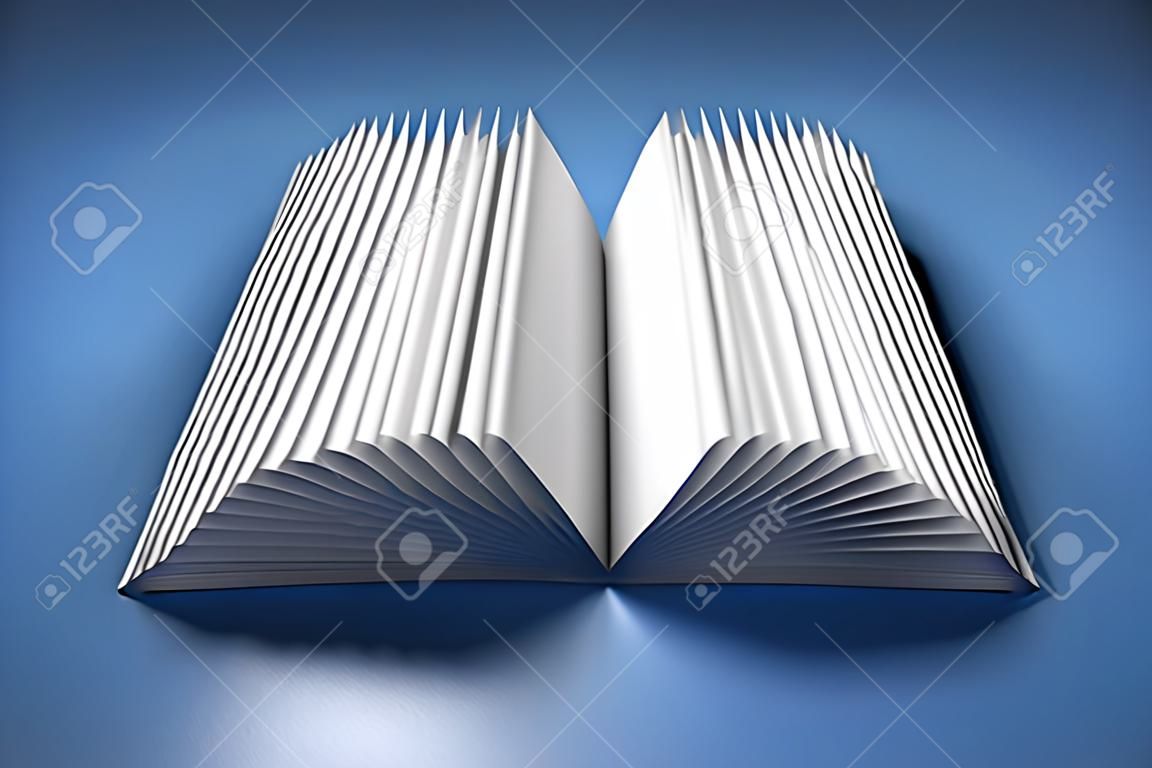 3d illustration of the edges of white sheets of paper. Opened book, notebook with blank pages. Abstract geometric background, texture