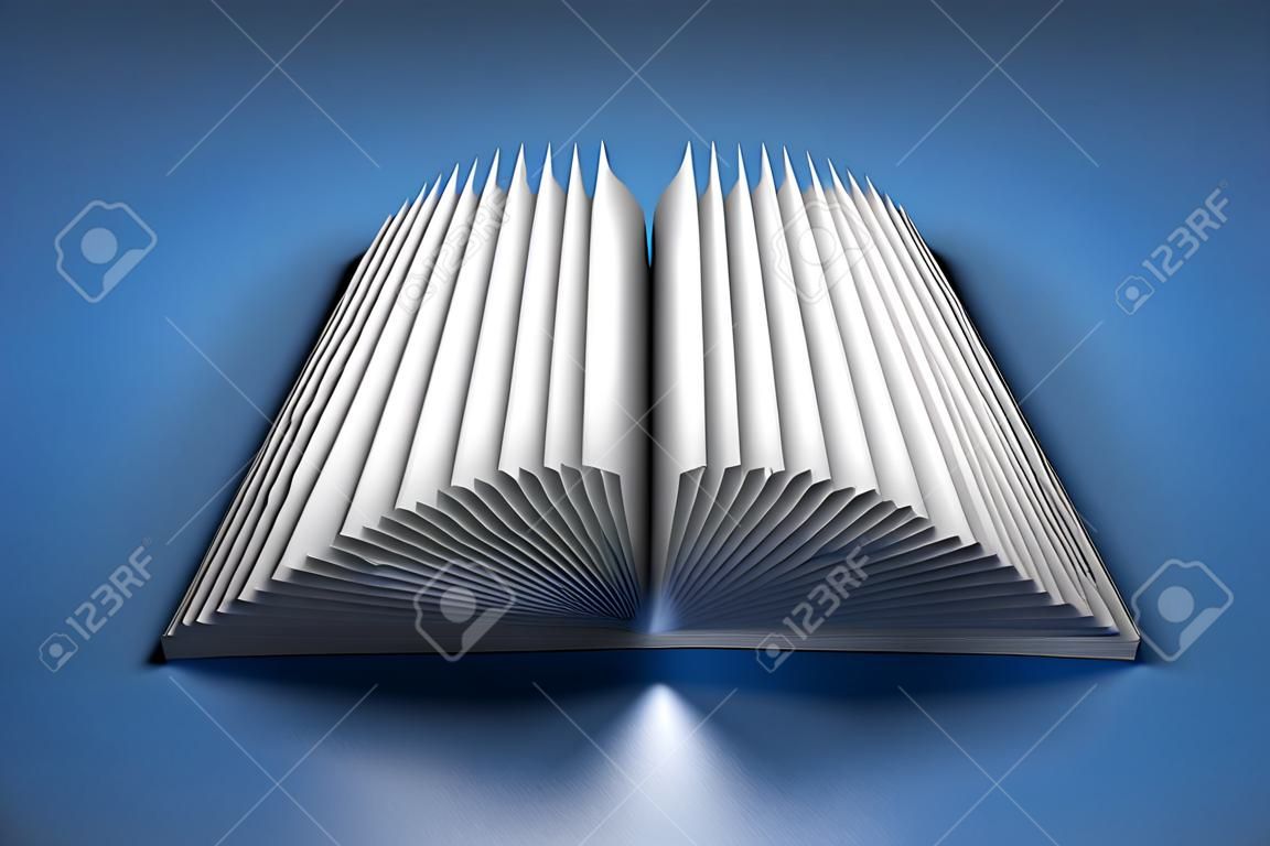 3d illustration of the edges of white sheets of paper. Opened book, notebook with blank pages. Abstract geometric background, texture