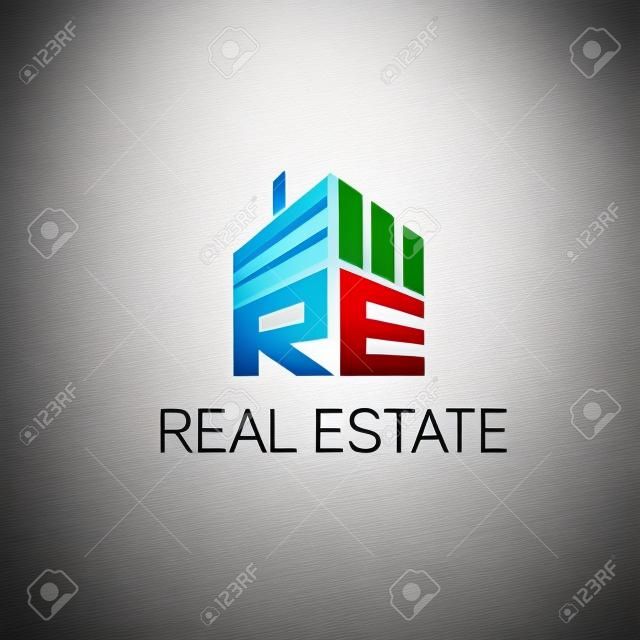 Bienes estate.Logo para la agencia de bienes raíces en el estilo plano.