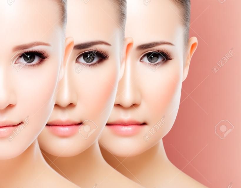 美容概念皮肤衰老抗衰老程序嫩肤解除面部皮肤收紧青春肌肤抗皱修复