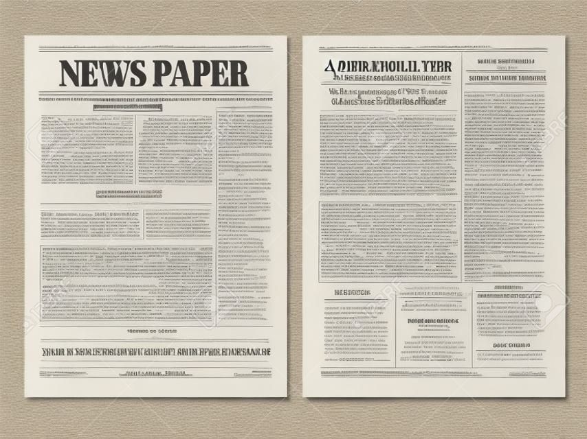 Eine doppelseitige Zeitung, zwei Seiten, aktuelle Nachrichten, aktuelle Informationen zu nachfolgenden Ereignissen in der Welt. Ein in Spalten unterteilter Papierausdruck enthält wichtige Informationen und Abbildungen.