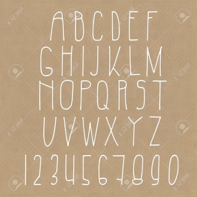 Handwritten tall font. Only capital letters and numbers. Latin Sans serif. Perfect for lettering, greeting cards and signage. A little crooked ridiculous letters. As if written by the hand of a child.