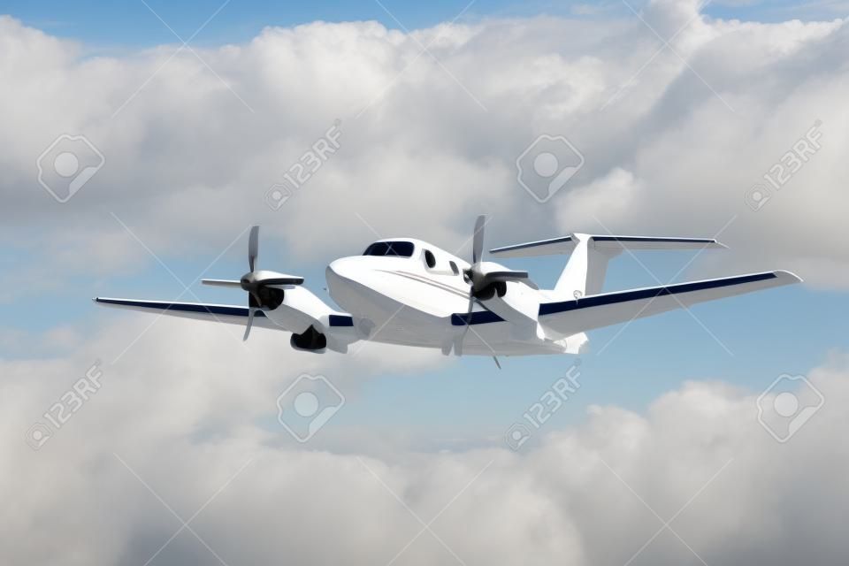 An White Private Plane in the Sky