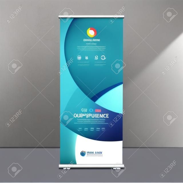 Roll-up advertising banner, dynamic design, stand template for conferences, business seminars