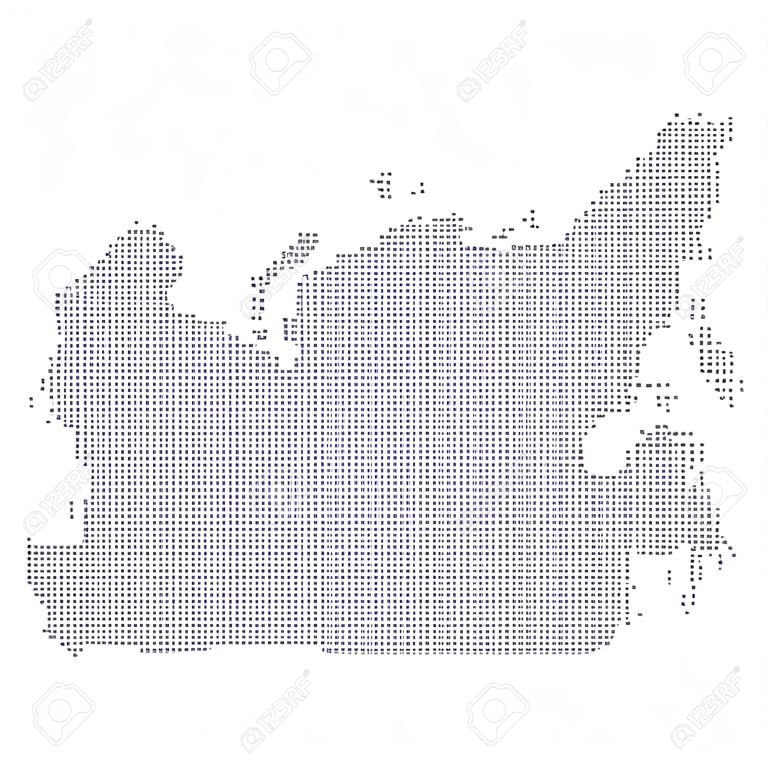 Пунктирная абстрактная карта России. Векторная точка-карта