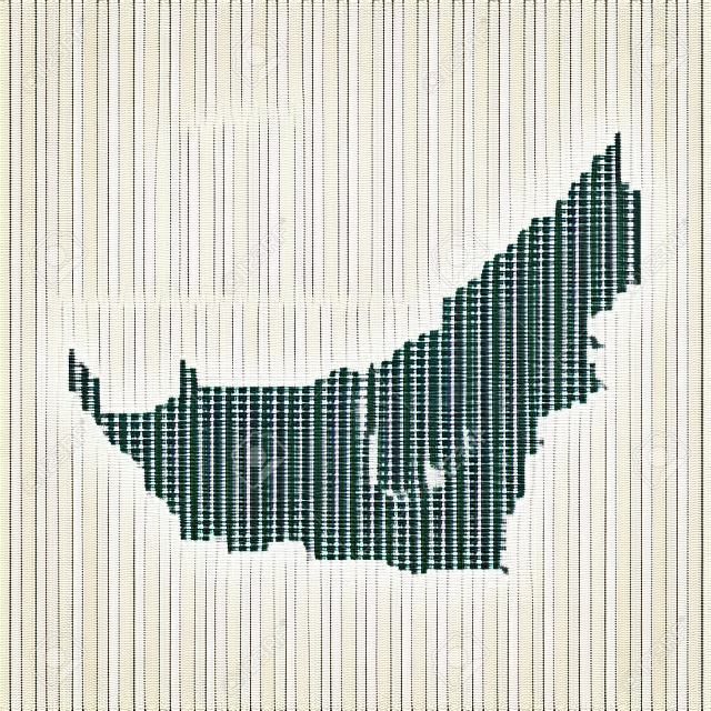 Dotted map of United Arab Emirates country. Made from abstract halftone dot pattern