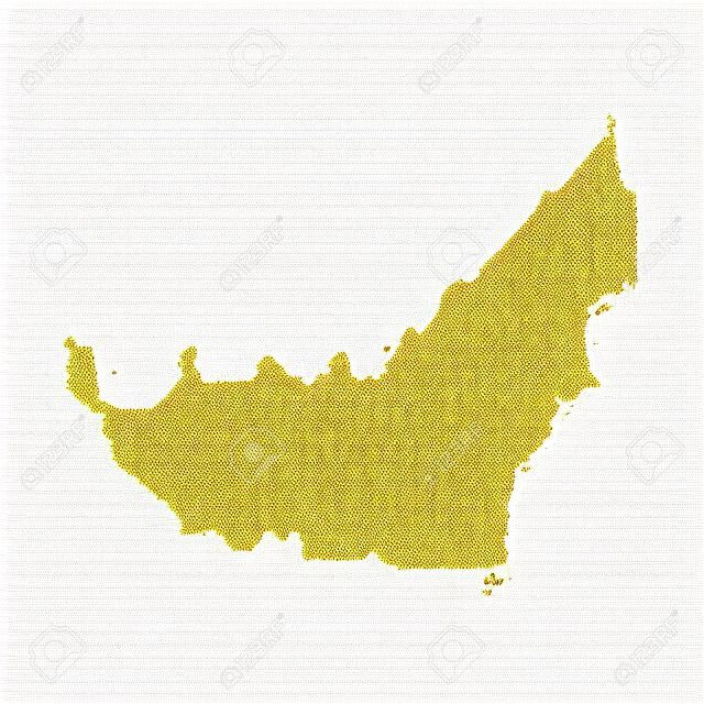 Dotted map of United Arab Emirates country. Made from abstract halftone dot pattern