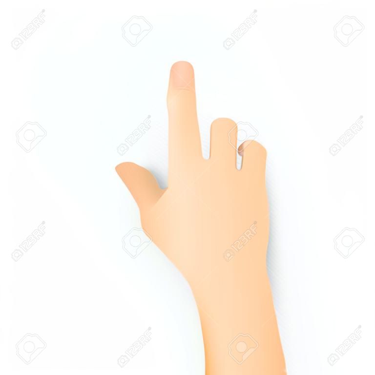 Realistic 3D hand with an index finger. Vector eps10.