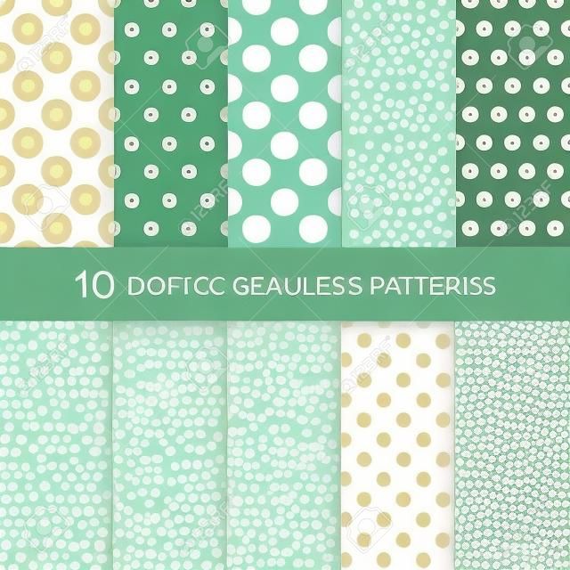 Set of soft delicate seamless patterns with dots