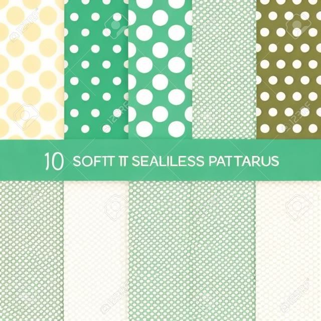 Set of soft delicate seamless patterns with dots
