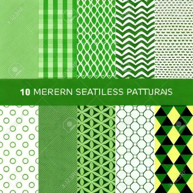 10現代無縫的幾何圖案。裝飾綠色紋理。
