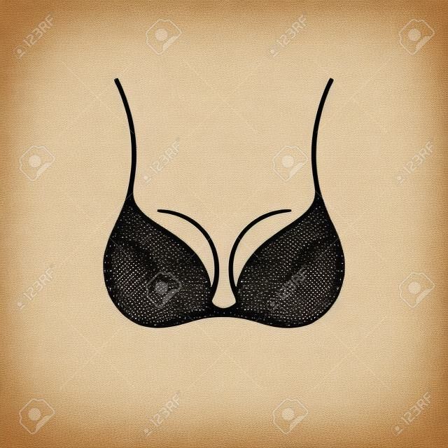 Bra icône logo. Vector illustration lingerie. Étiquette vintage symbole de conception