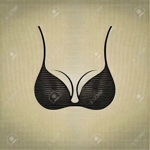 Bra icône logo. Vector illustration lingerie. Étiquette vintage symbole de conception