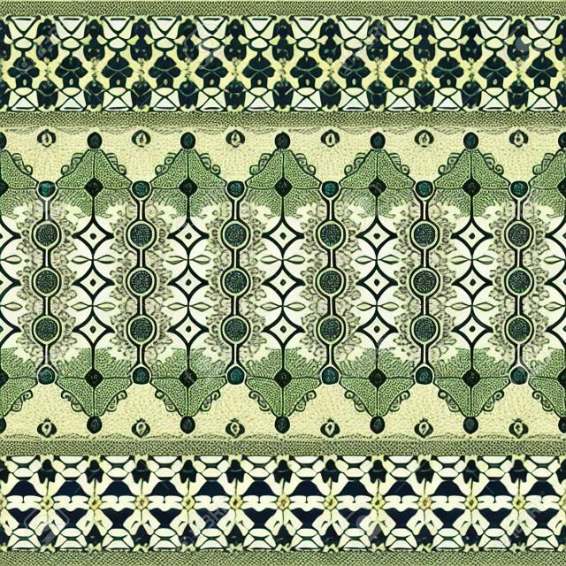 벡터 이슬람 패턴 테두리입니다. 원활한 패턴 아랍어 장식. 빅토리아 스타일의 빈티지 동양 요소 디자인. 장식 레이스 럭셔리 배경. 화려한 꽃 장식 벽지. 원활한 텍스처