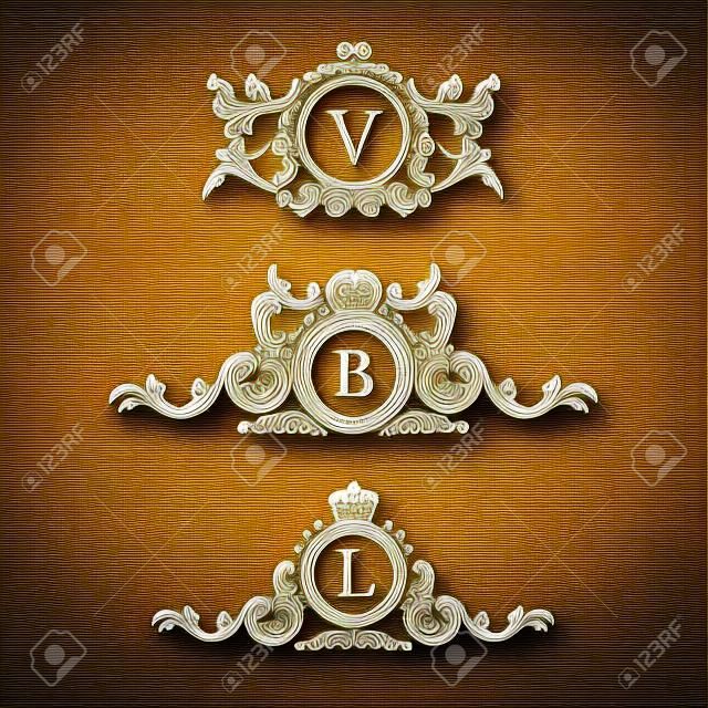 Vintage logo Elements. Flourishes Calligraphic Ornament. Elegant emblem monogram luxury logo. Floral royal line logo design. Vector sign, logo restaurant boutique, heraldic fashion, cafe hotel