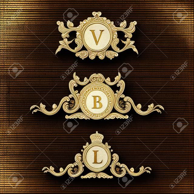Vintage logo Elements. Flourishes Calligraphic Ornament. Elegant emblem monogram luxury logo. Floral royal line logo design. Vector sign, logo restaurant boutique, heraldic fashion, cafe hotel