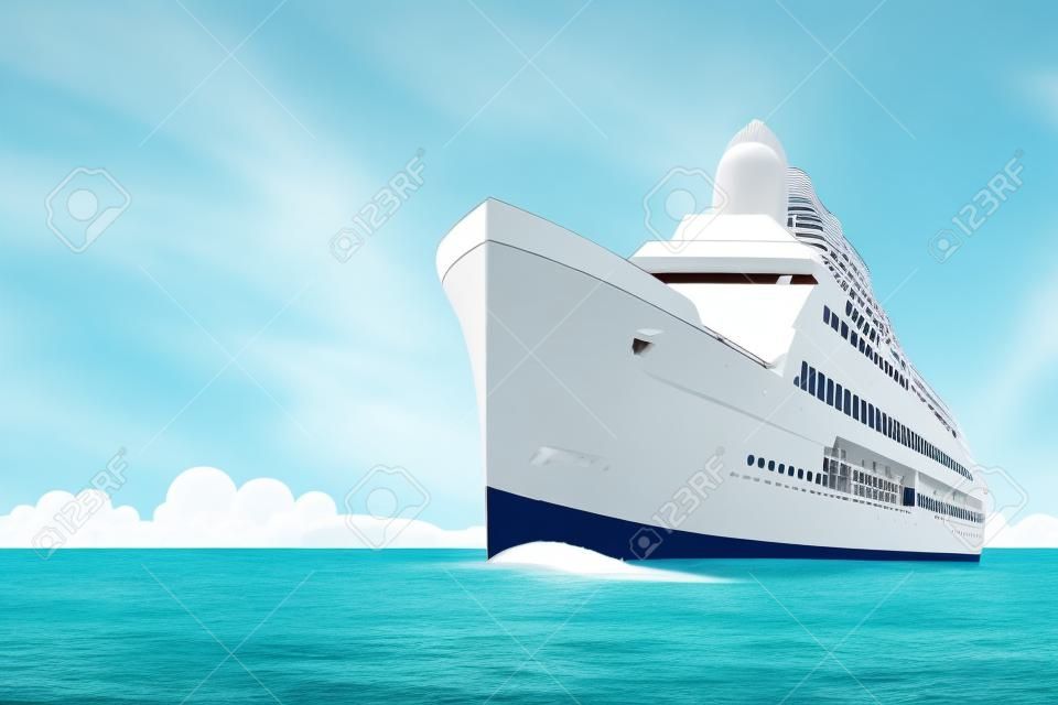 Style rétro blanc bateau de croisière sur l'océan