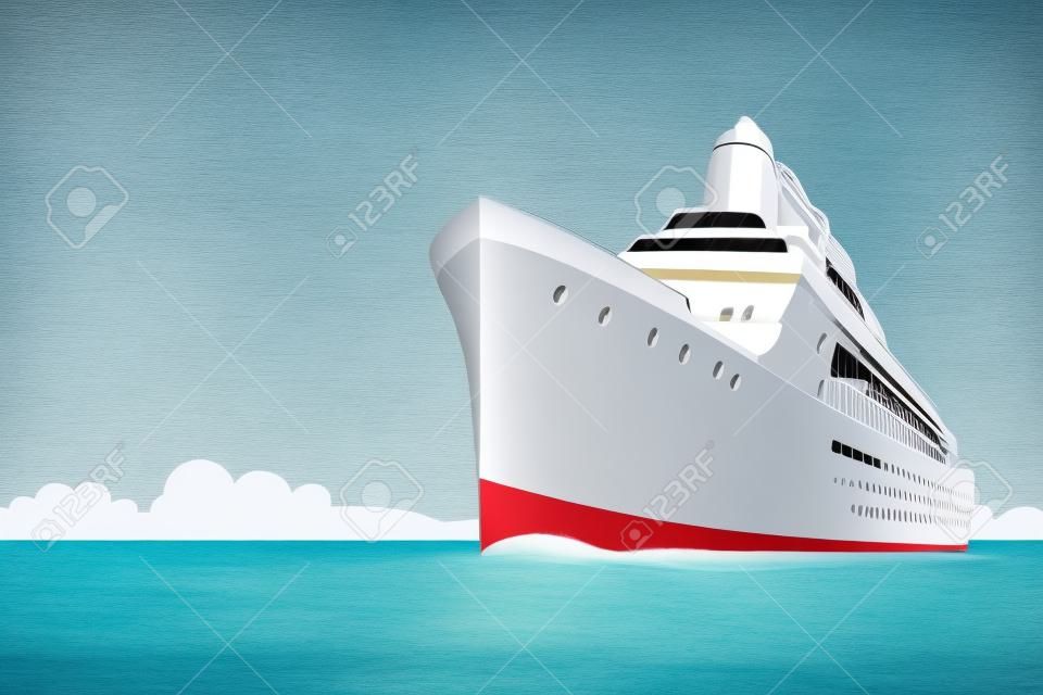 Retro estilo navio de cruzeiro branco no oceano