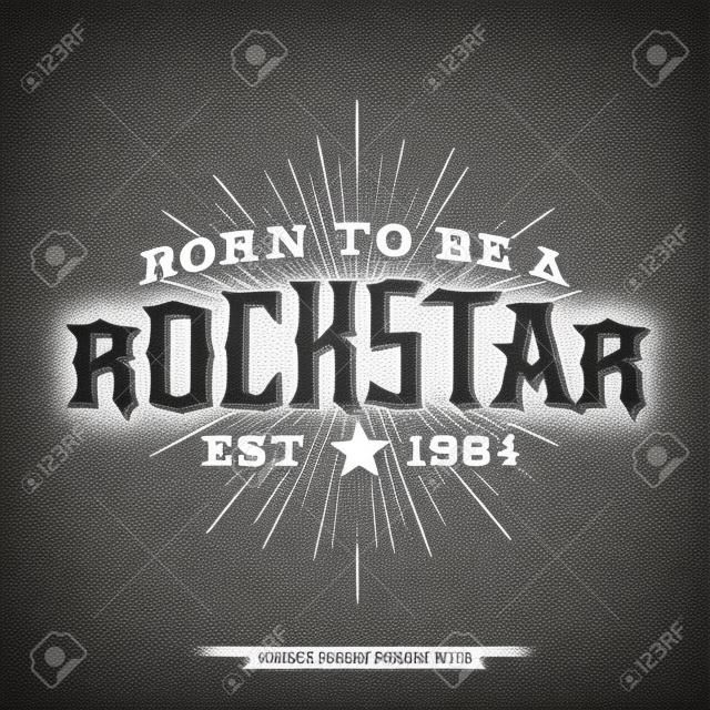 monochrome vector hipster retro badge , label, logo  " rock star " for poster ,  flayer or t-shirt print with lettering , star , starburst and ray