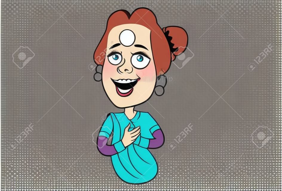 Vector cartoon illustration of Gossip lady laughing. Isolated on white background.