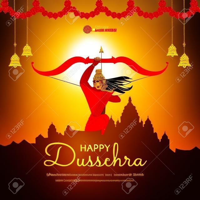 Creative banner design of Happy Dussehra festival template.