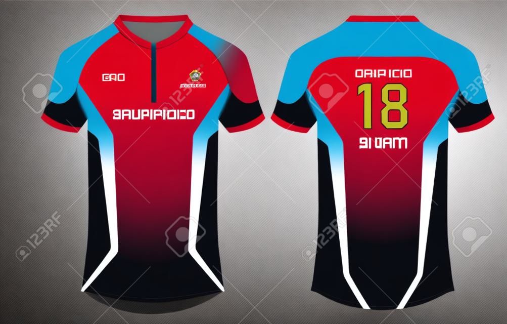 Premium Vector  Cricket jersey design red and blue gradient