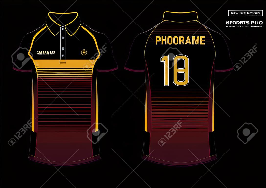 Sports polo collar t-shirt jersey design vector template, Cricket jersey concept with front and back view for Soccer, Football, Tennis and badminton uniform
