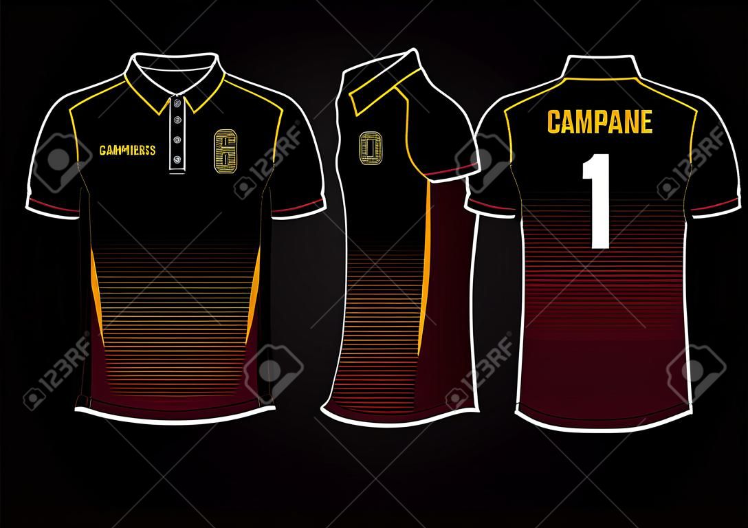 Sports polo collar t-shirt jersey design vector template, Cricket jersey concept with front and back view for Soccer, Football, Tennis and badminton uniform