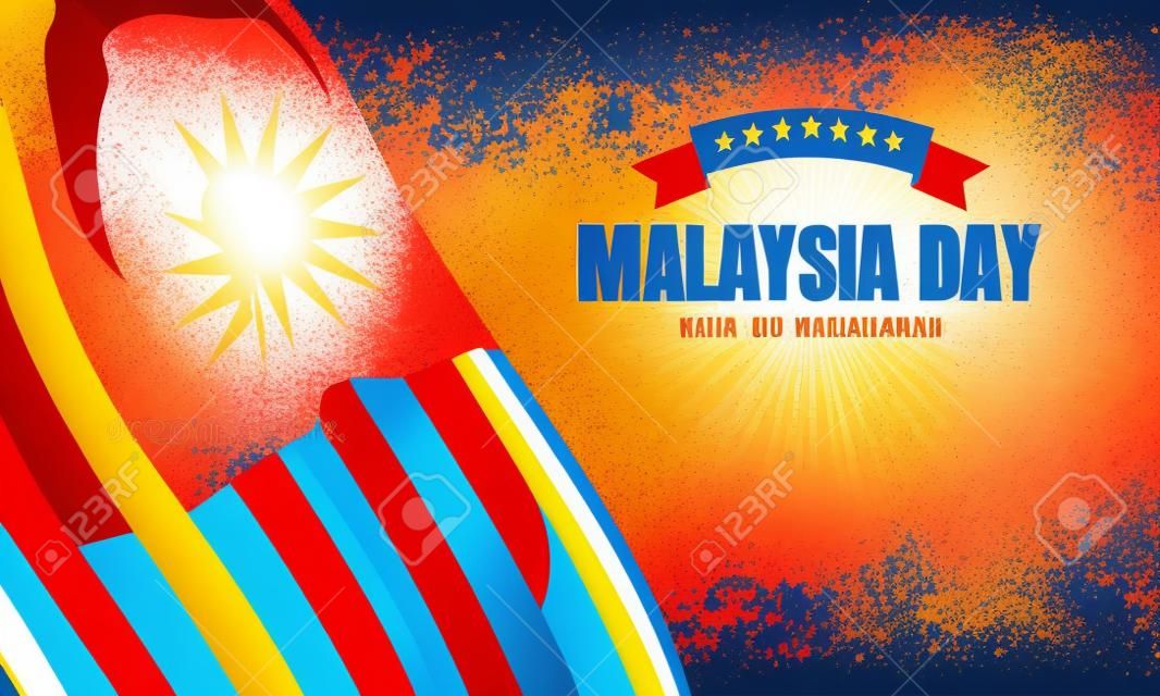 Disegno di sfondo del giorno della Malesia. Banner, poster, biglietto di auguri. Illustrazione vettoriale.