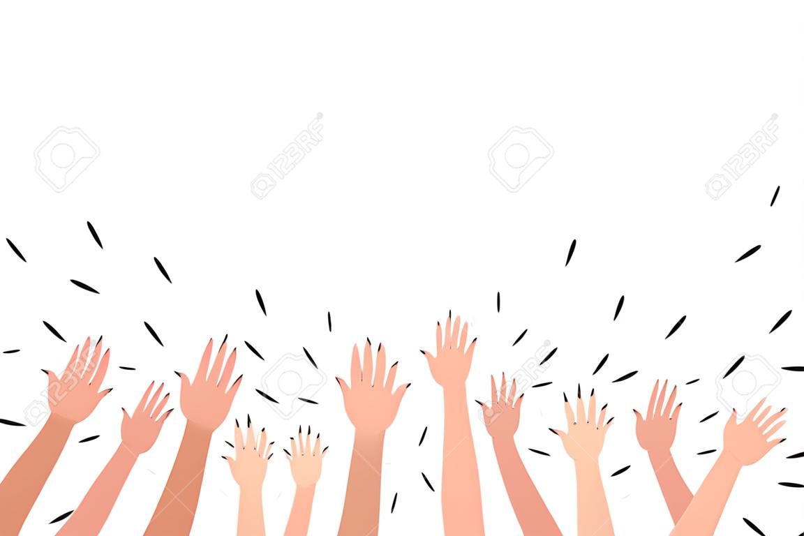 Oklaski grupy ludzi. Klaskają dłonie. Gratulacje, doping, dziękczynienie dzięki Vector