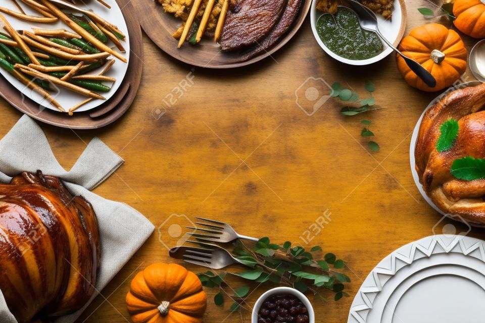 Thanksgiving table overhead shot