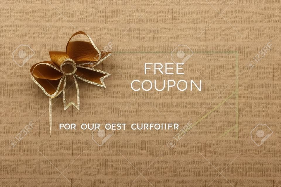 retailer's free coupon with wrapping bow, concept of rewarding the best customers