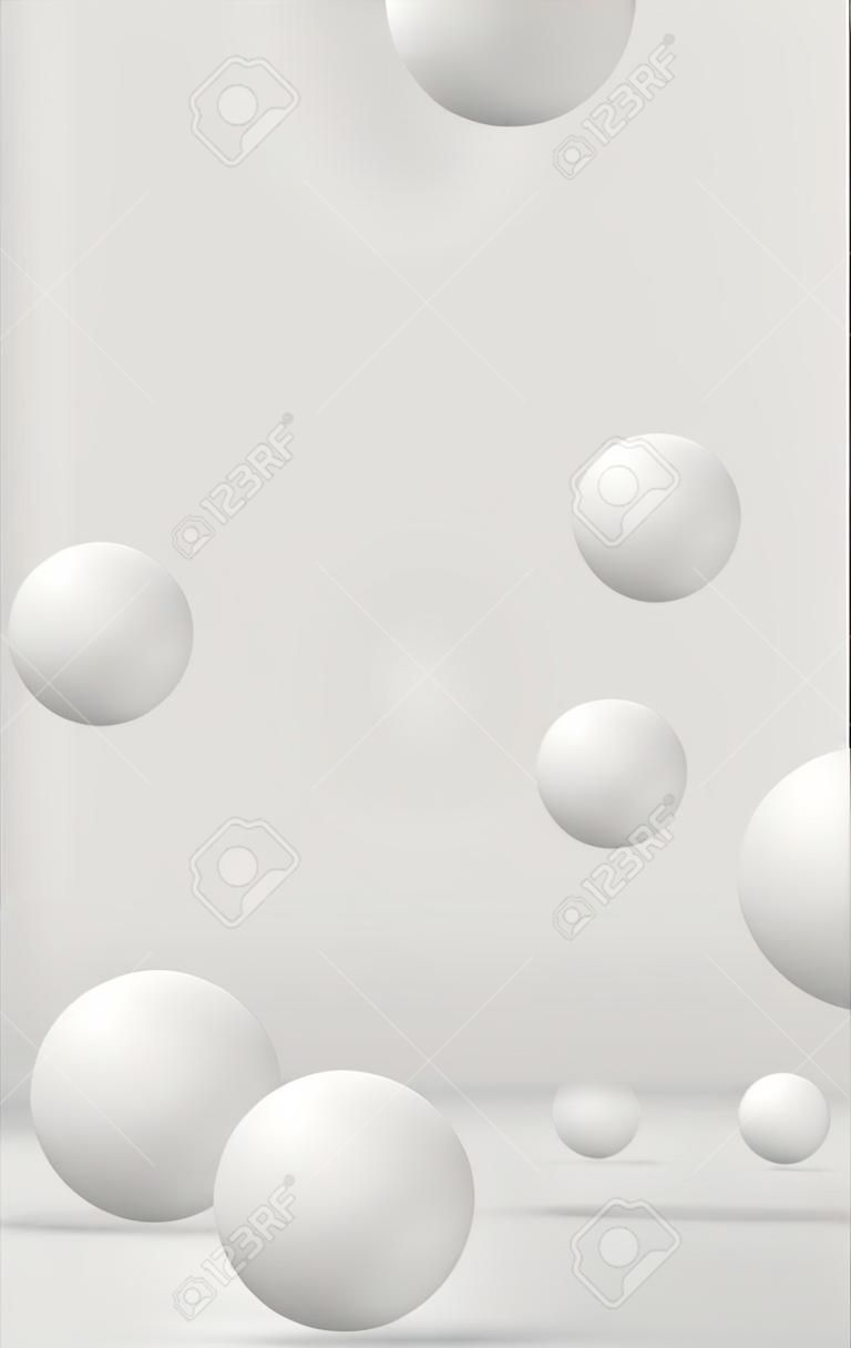 Odbijające się miękkie piłki z białym tłem, renderowanie 3d. komputerowy rysunek cyfrowy.