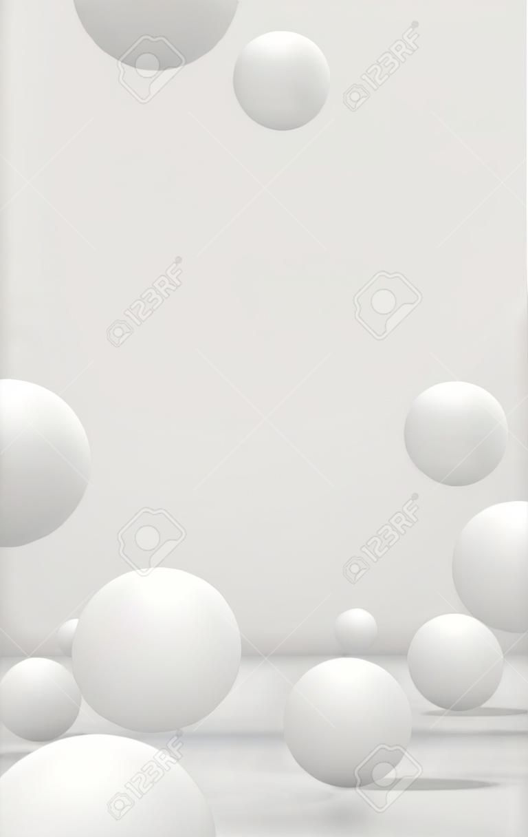 Rebotando pelotas blandas con fondo blanco, representación 3d. Dibujo digital por computadora.