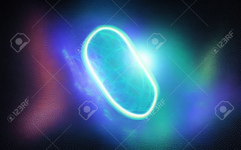 Holografisches Bild von Mitochondrien, futuristisches Element, 3D-Rendering. Digitale Computerzeichnung.