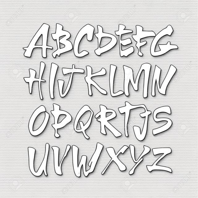 Vector acrílico escova estilo mão desenhada alfabeto fonte. alfabeto caligrafia em um fundo branco