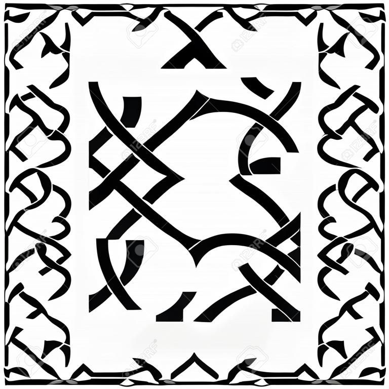 Wzór ramki w stylu celtyckim i narożnik izolowany na białym tle ilustracji wektorowych