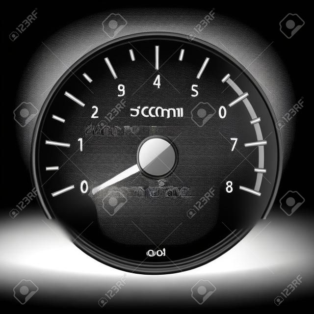 Tachometer gauge isolated on black background. Vector illustration.