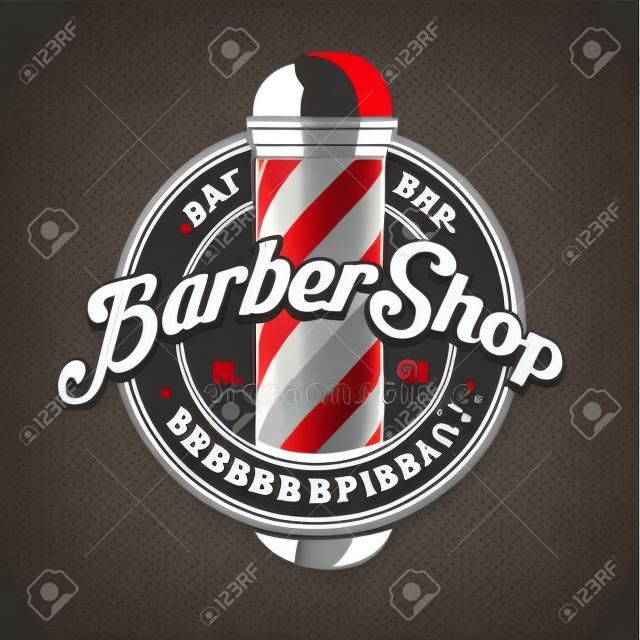 Barbershop poster, banner template design with barber pole. Vector illustration