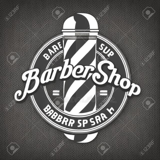 Barbershop poster, banner template design with barber pole. Vector illustration