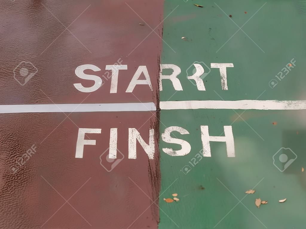 Start and finish line in the running racecourse.