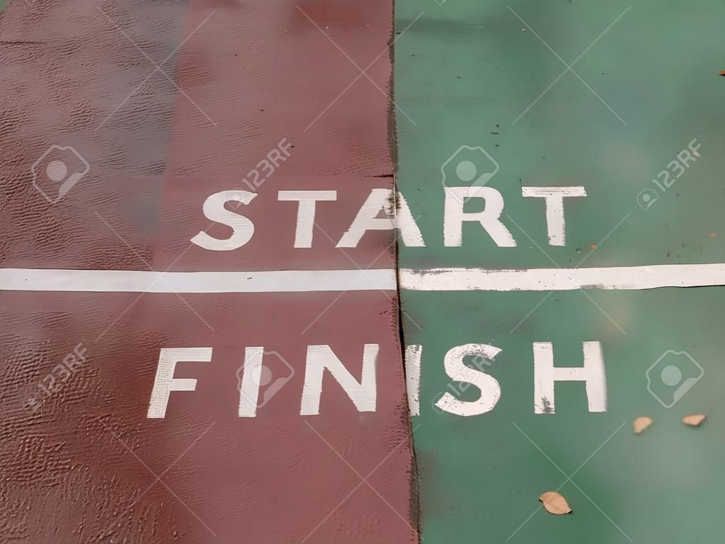 Start and finish line in the running racecourse.