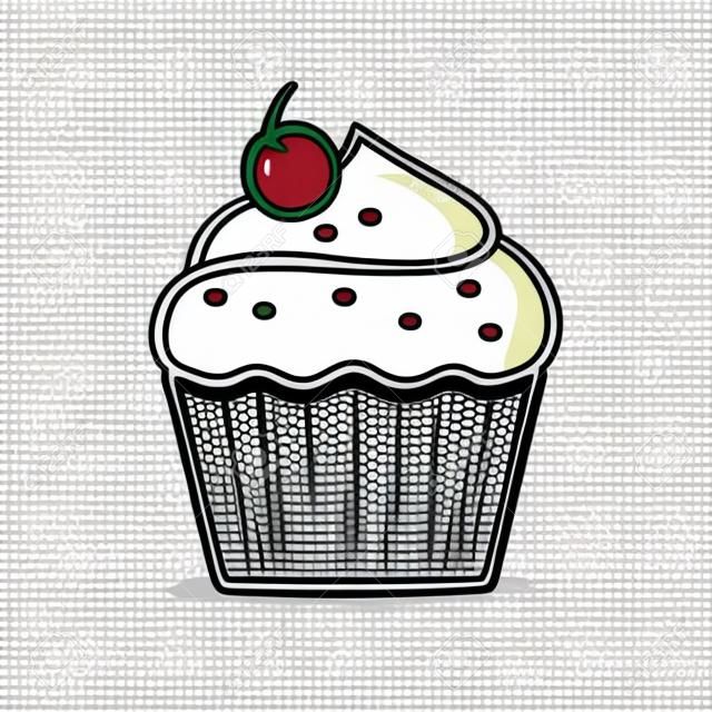 Ilustração vetorial de cupcake isolada no fundo branco, cupcake clip art