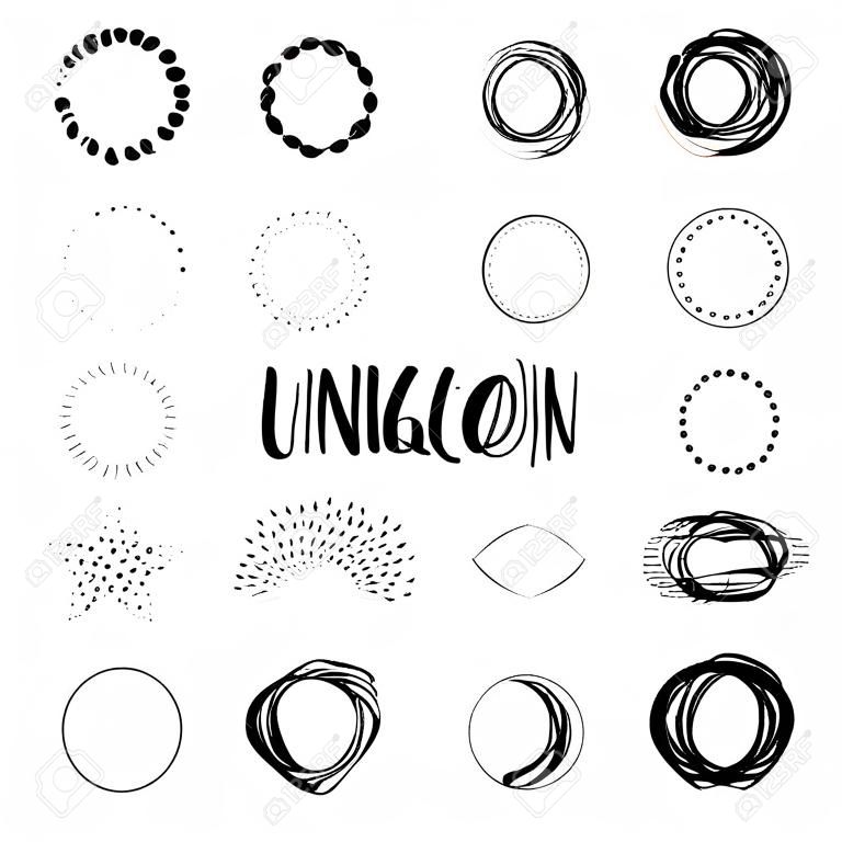 marka kimliği ve logo tasarımı için Uniqiue handdrawn şekiller arka plan ve kullanımı kolay izole. El tasarım öğeleri kabataslak. Logo yaratıcısı serisi.