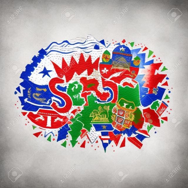 Hand gezeichnetes Konzept von Serbien mit allen Hauptsymbolen des Landes.