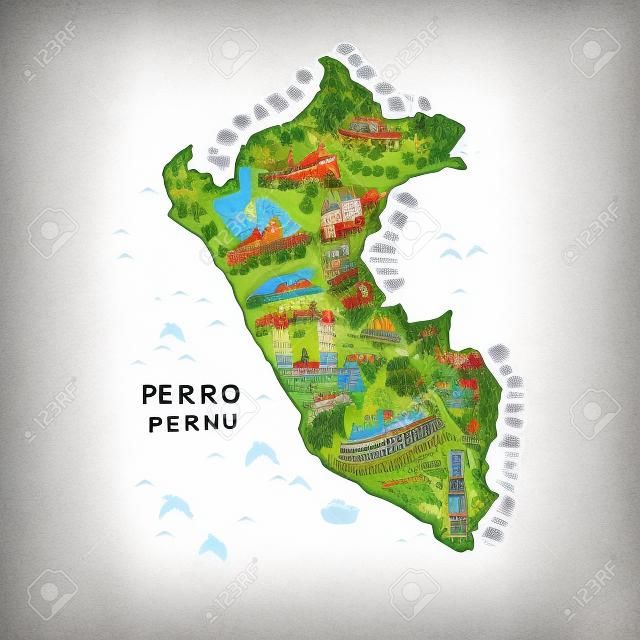 Cartoon map of Peru.