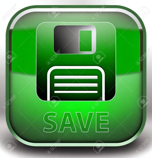 Save (floppy disk icon) green square button