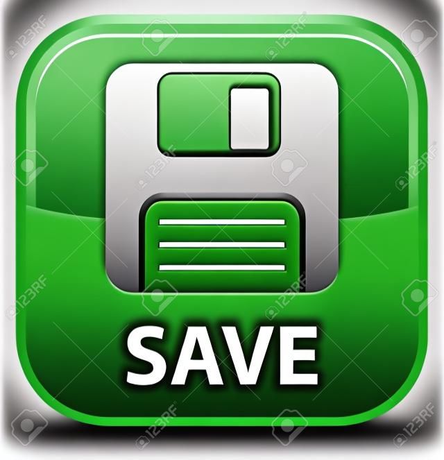 Save (floppy disk icon) green square button