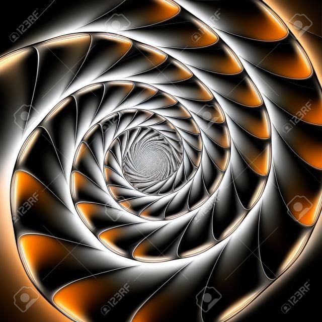 Abstract digital fractal spiral art on the black background