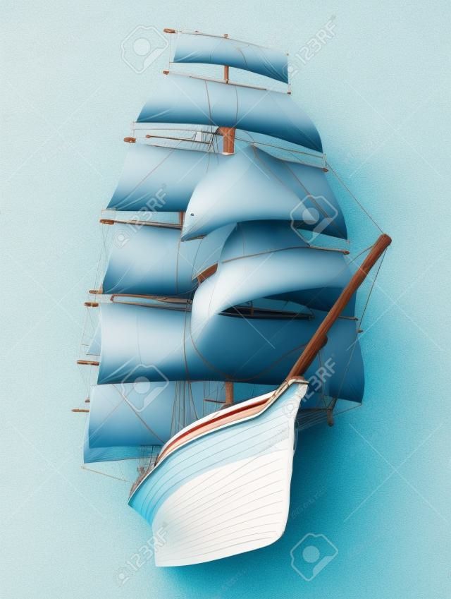 isolated classic boat on white background
